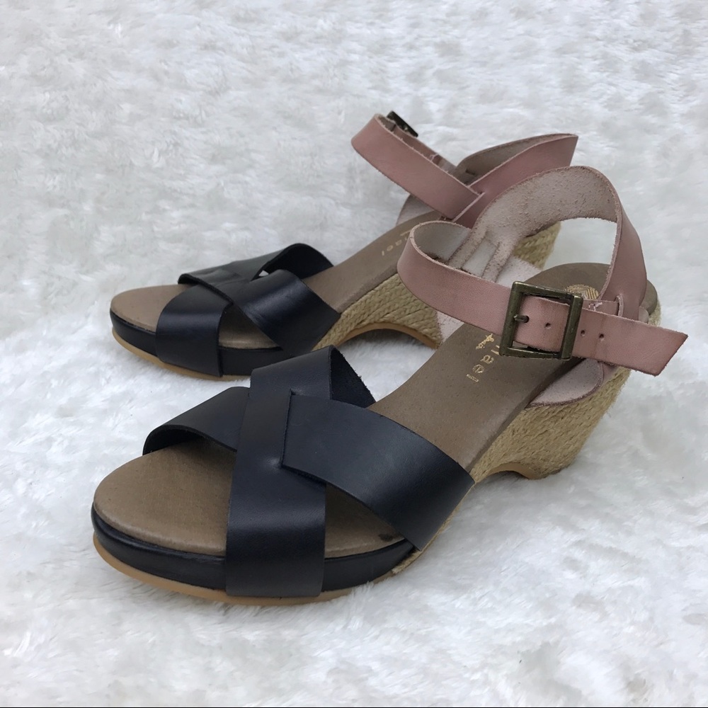 Eric Michael Black Rose Quinny Mid Wedge Sandal 41